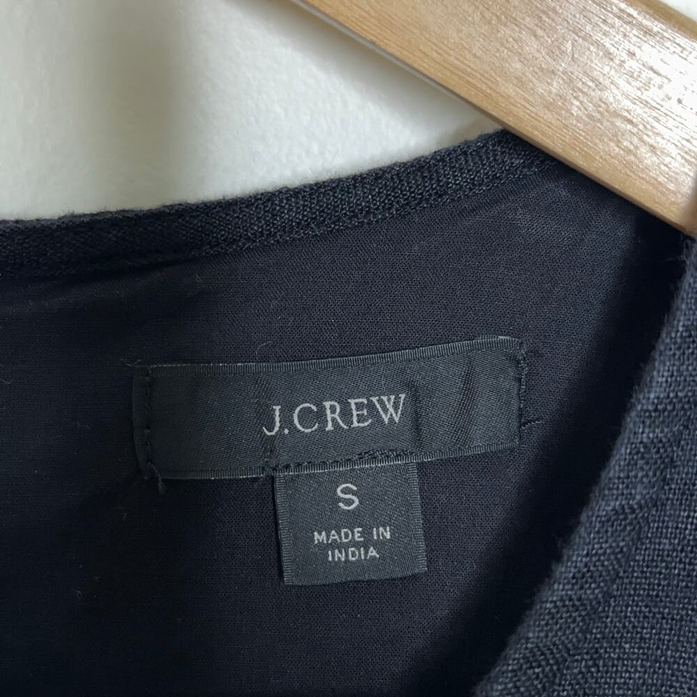 J. CREW Button Back Linen Shift Dress Black Sz S {3O14} - Picture 4 of 6